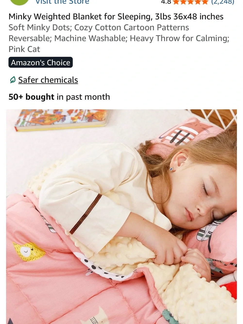 Uttermara Kids Weighted Blanket 3 lb 36x48 Pink Cat Minky
